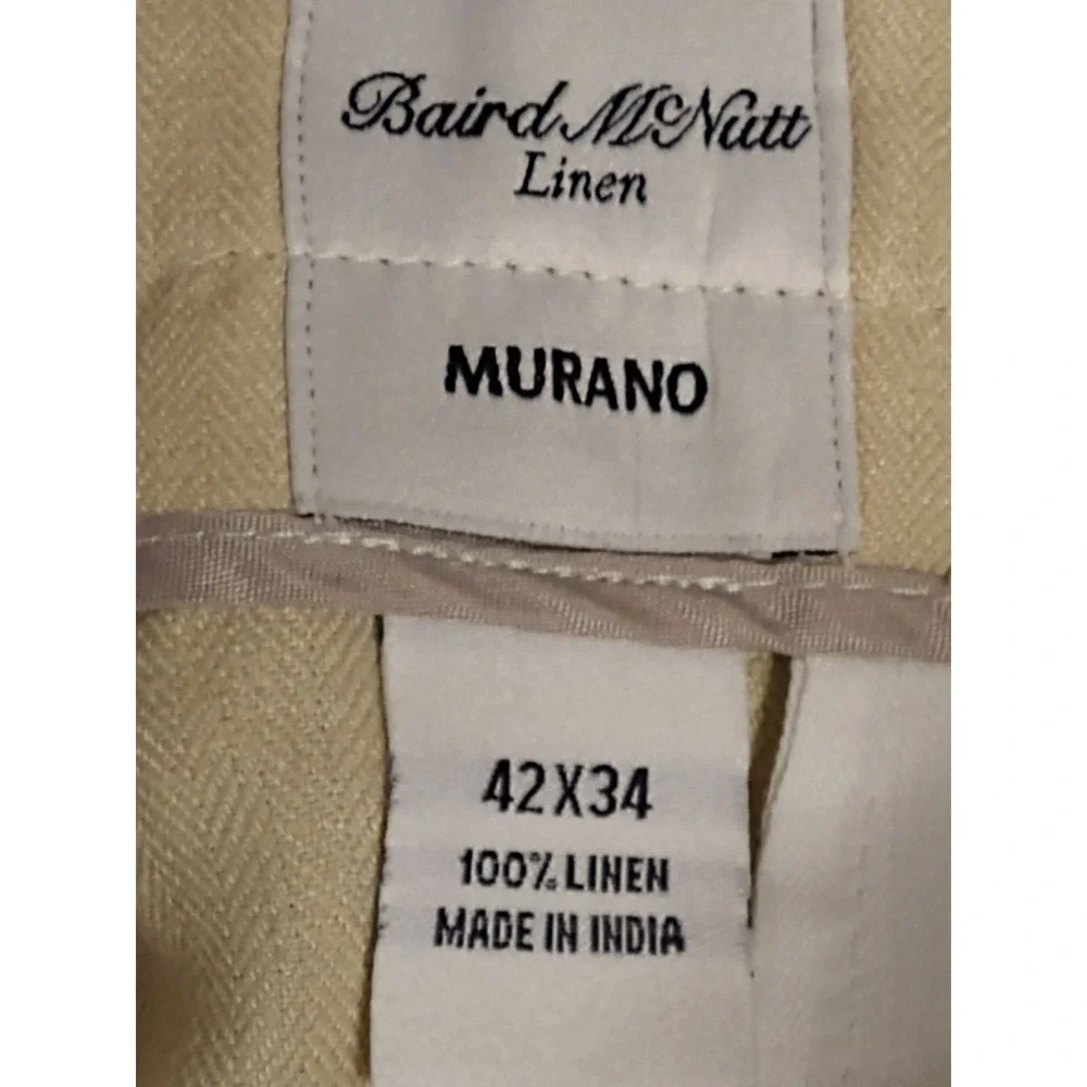 Baird McNutt Linen Pants Mens 42 34 Beige Pattern Murano Lightweight Breathable